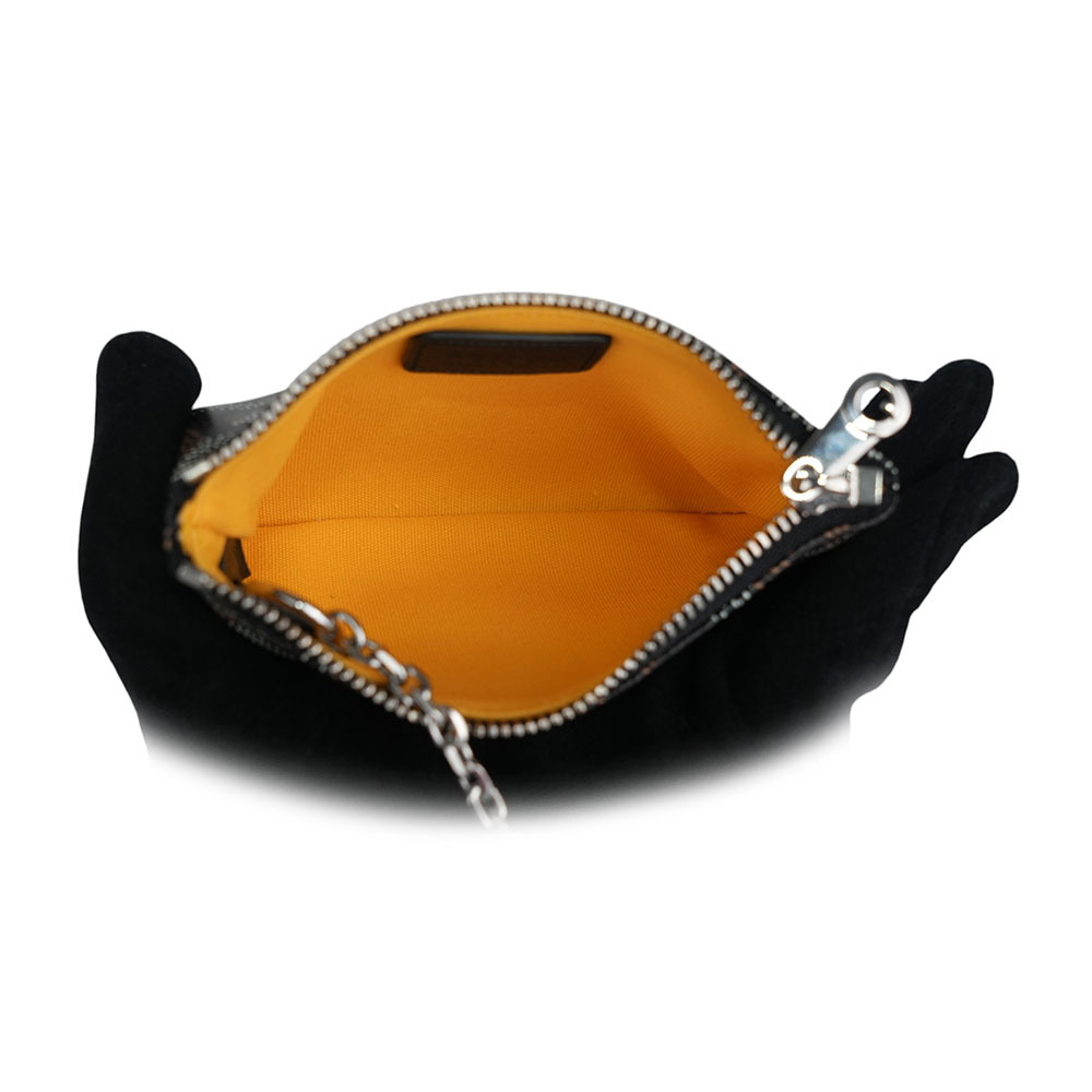 【GOYARD】Senat 塗層帆布及小牛皮拉鍊鑰匙包(Nano)(黑色)SENAPCNANTY01CL01P