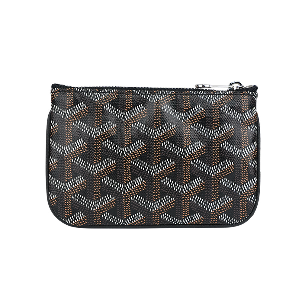 【GOYARD】Senat 塗層帆布及小牛皮拉鍊鑰匙包(Nano)(黑色)SENAPCNANTY01CL01P