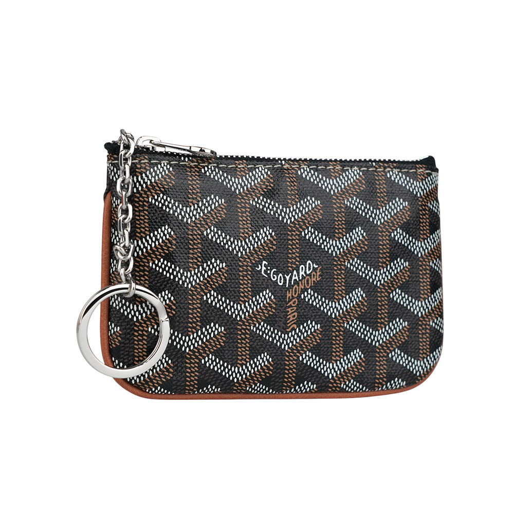 【GOYARD】Senat 塗層帆布及小牛皮拉鍊鑰匙包(Nano)