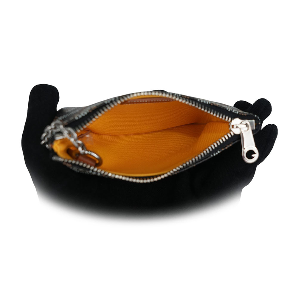 【GOYARD】Senat 塗層帆布及小牛皮拉鍊鑰匙包(Nano)(黑色/棕色)SENAPCNANTY01CL03P