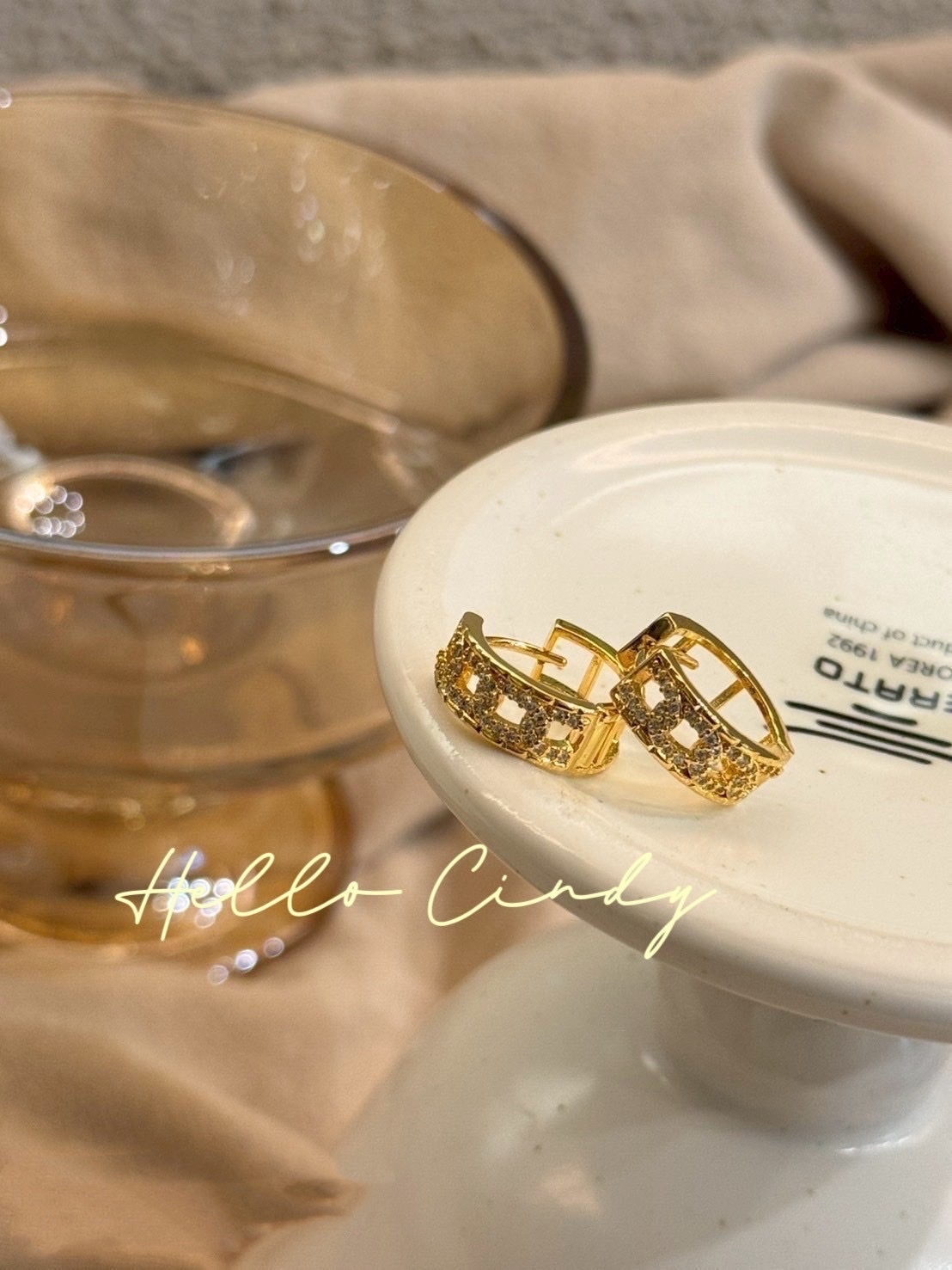 N04045 現貨-正韓曲線碎鑽方形框耳扣（耳針）