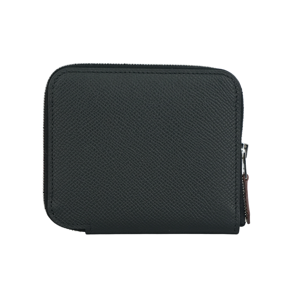 【HERMES】EPSOM皮 絲巾內裡ㄇ型拉鏈短夾(黑色)H084266CKAJ