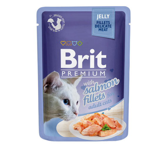 Brit Premium With Salmon Fillets in Jelly For Adult Cats 85g (Original Box 24 packs)