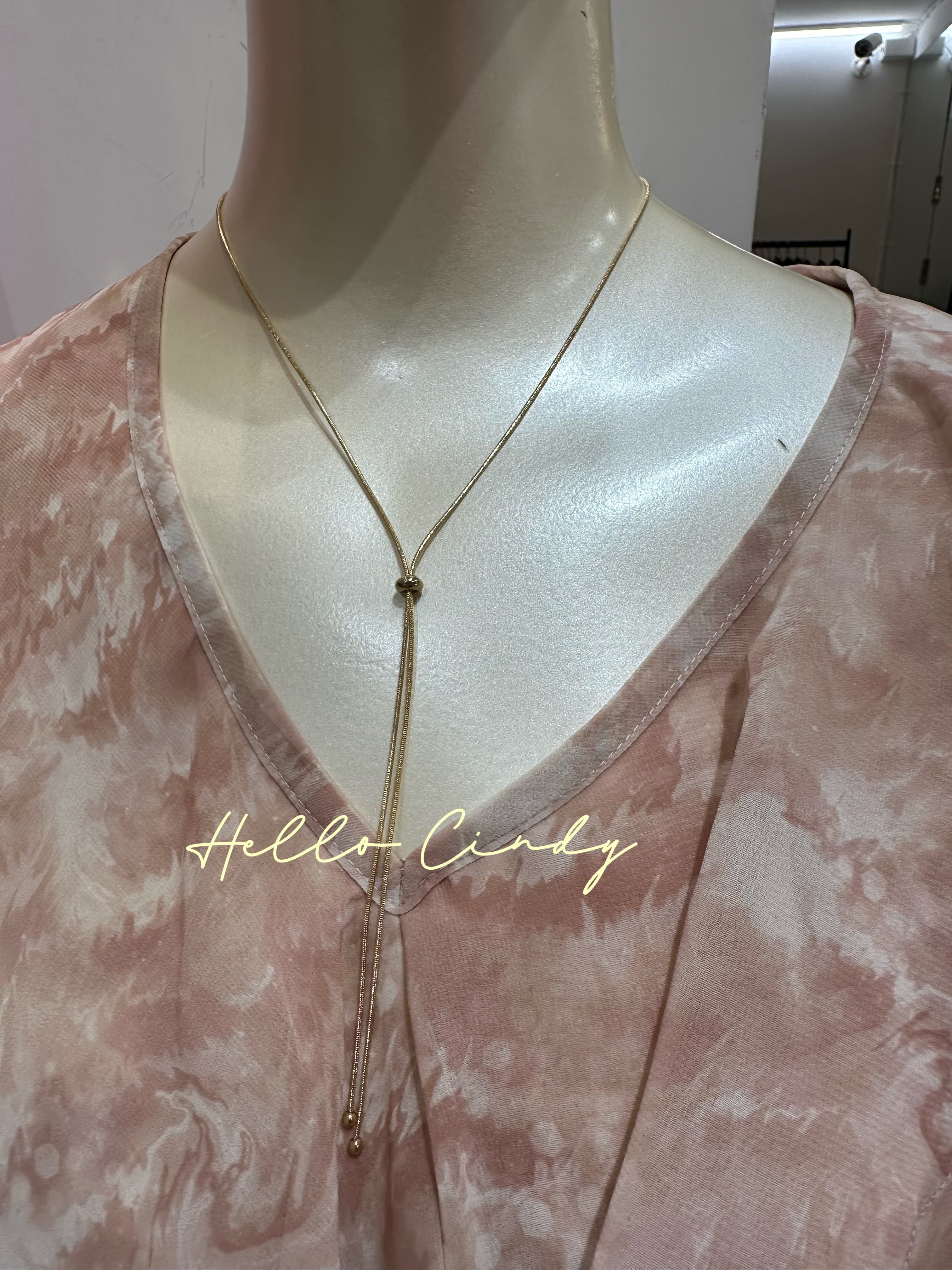 N04044 現貨-正韓可調式垂墜珠蛇骨鍊