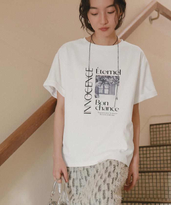 titivate フォトプリントTシャツ白色2 S號（AFXT0356）