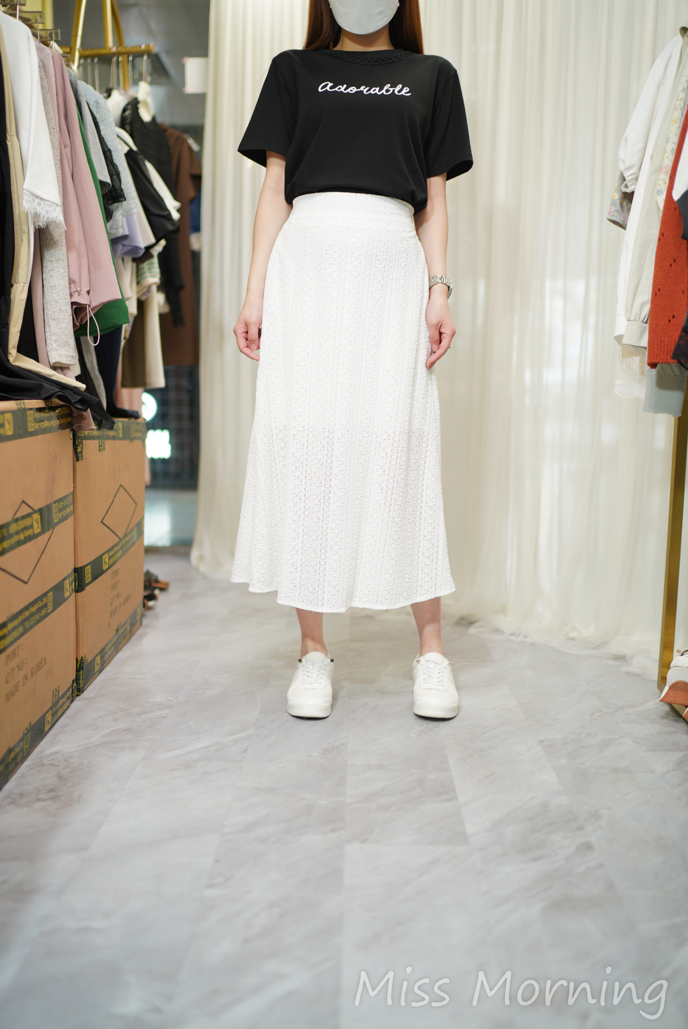 通花邊靚棉料顯瘦簡約tee(14529)&氣質好抵著有內里lace裙(33933)