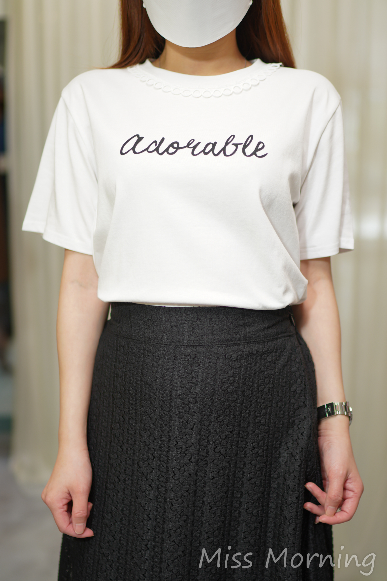 通花邊靚棉料顯瘦簡約tee(14529)&氣質好抵著有內里lace裙(33933)