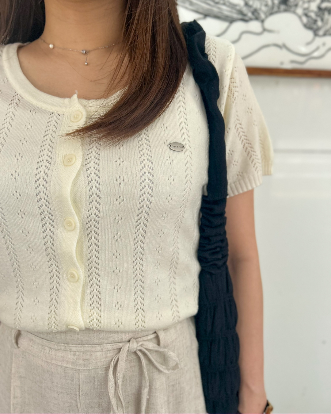 《KR》Daily 小鐵牌暗紋短袖上衣