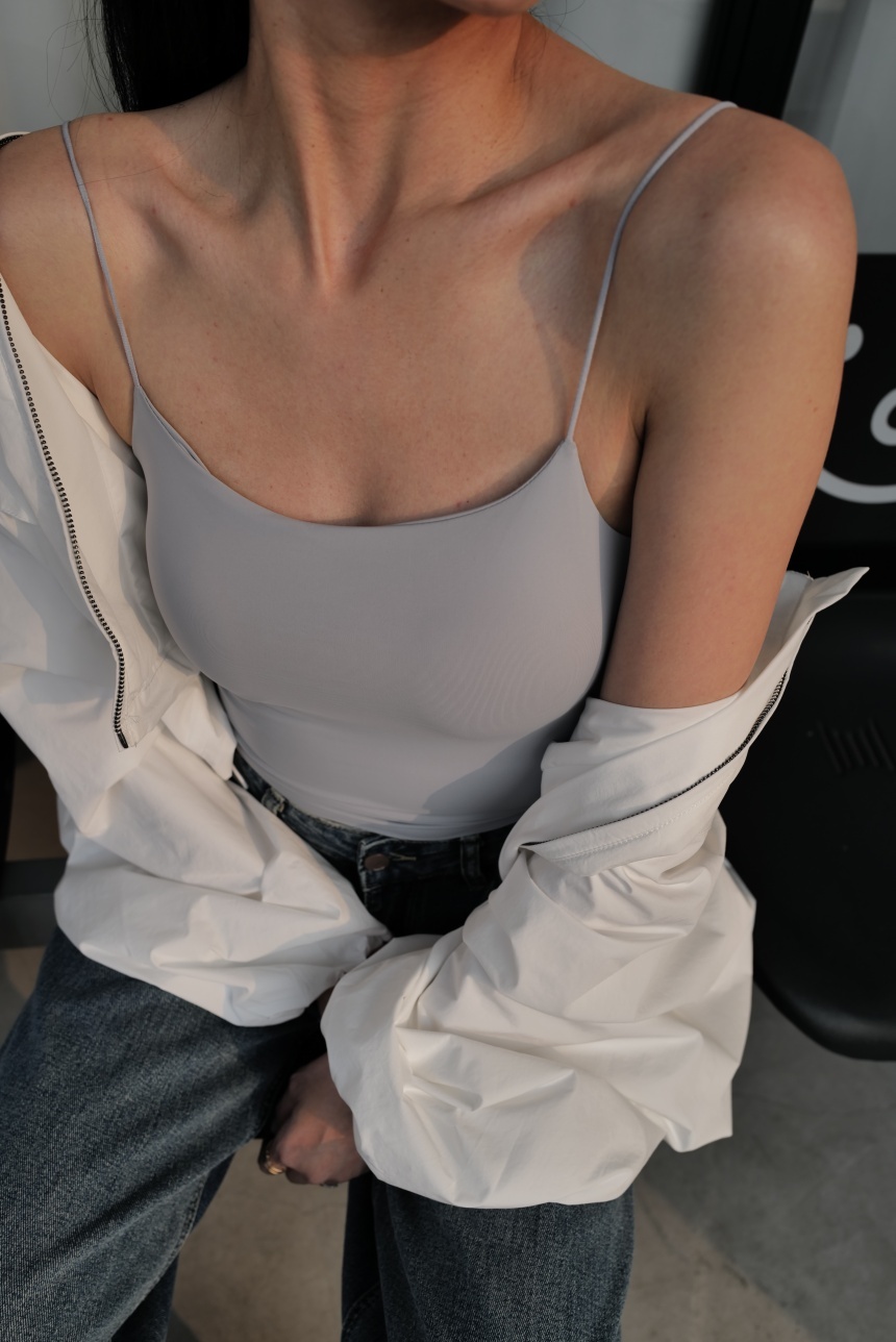 -5冰絲極簡雙層細肩吊帶背心(附Bra)*4色