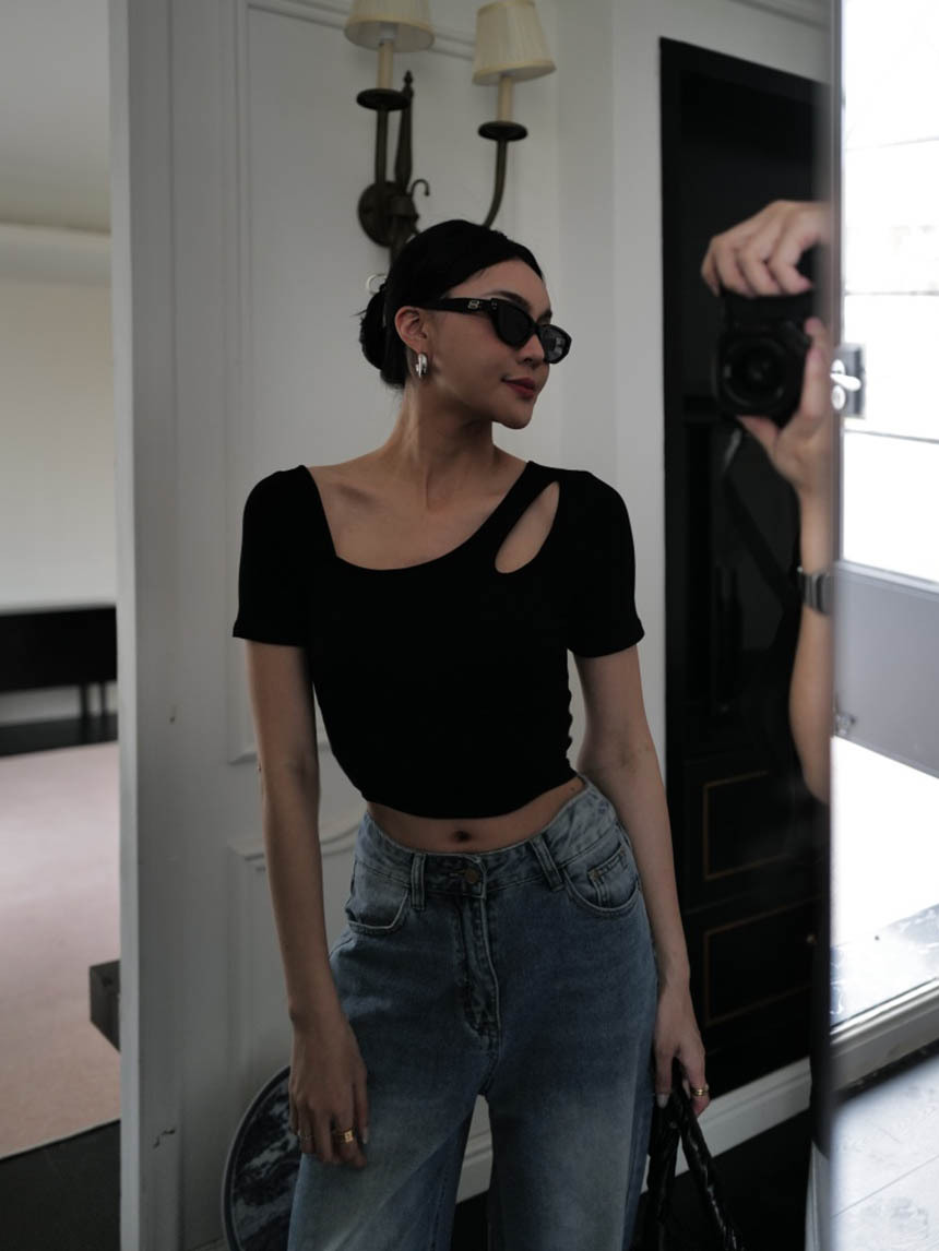 附胸墊純慾風鎖骨挖洞上衣*3色