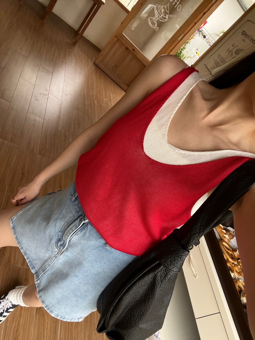 假2件V領針織背心 *5色