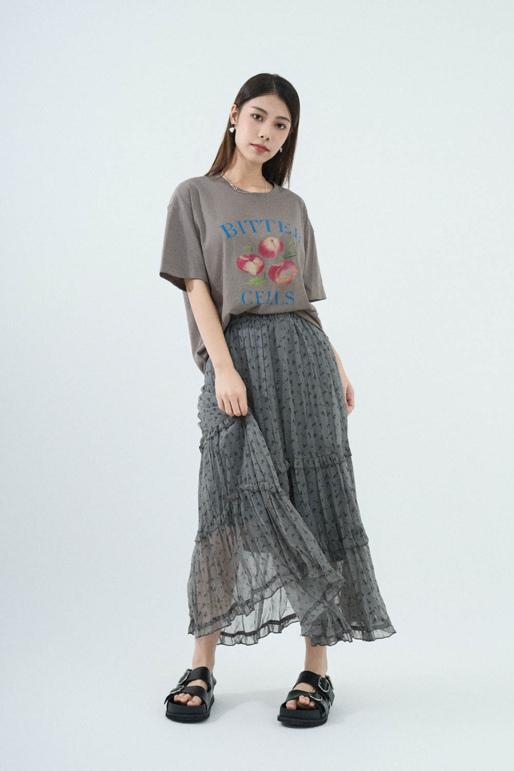細格花花雪紡蛋糕裙（現貨款式）