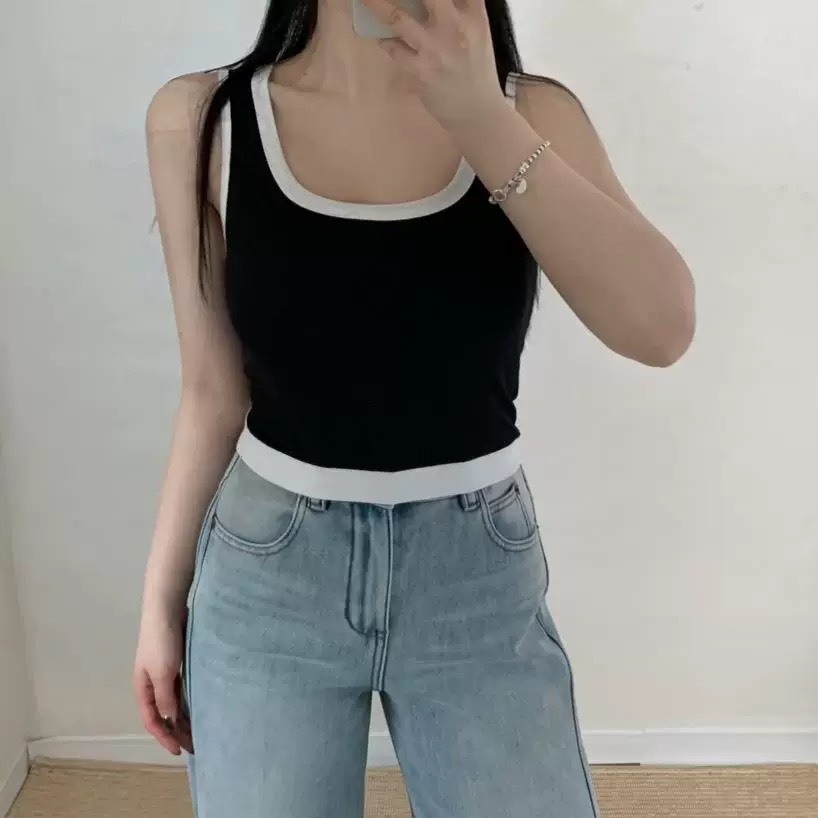 拼色方領bra top襯墊背心（特）