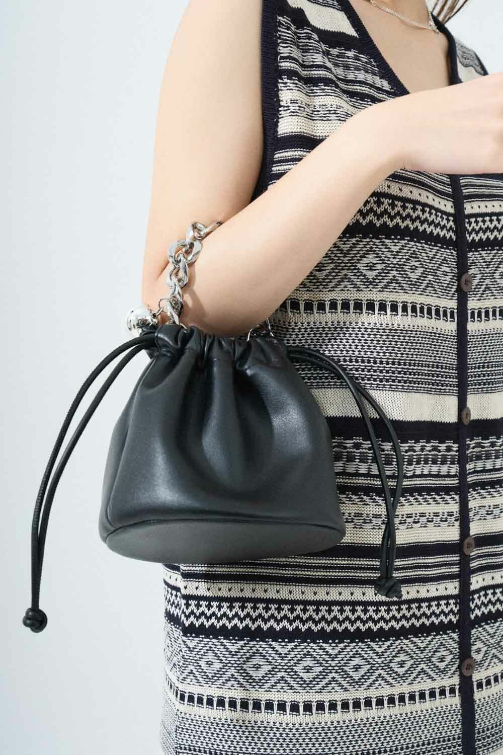 粗幼雙鏈帶束口皮袋（預購產品）