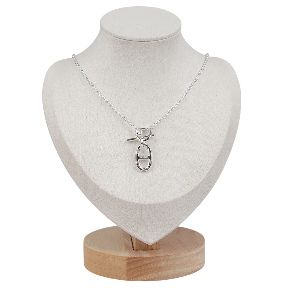 【HERMES】Chaine d'ancre T字釦豬鼻子項鍊(銀色)H104141B 00