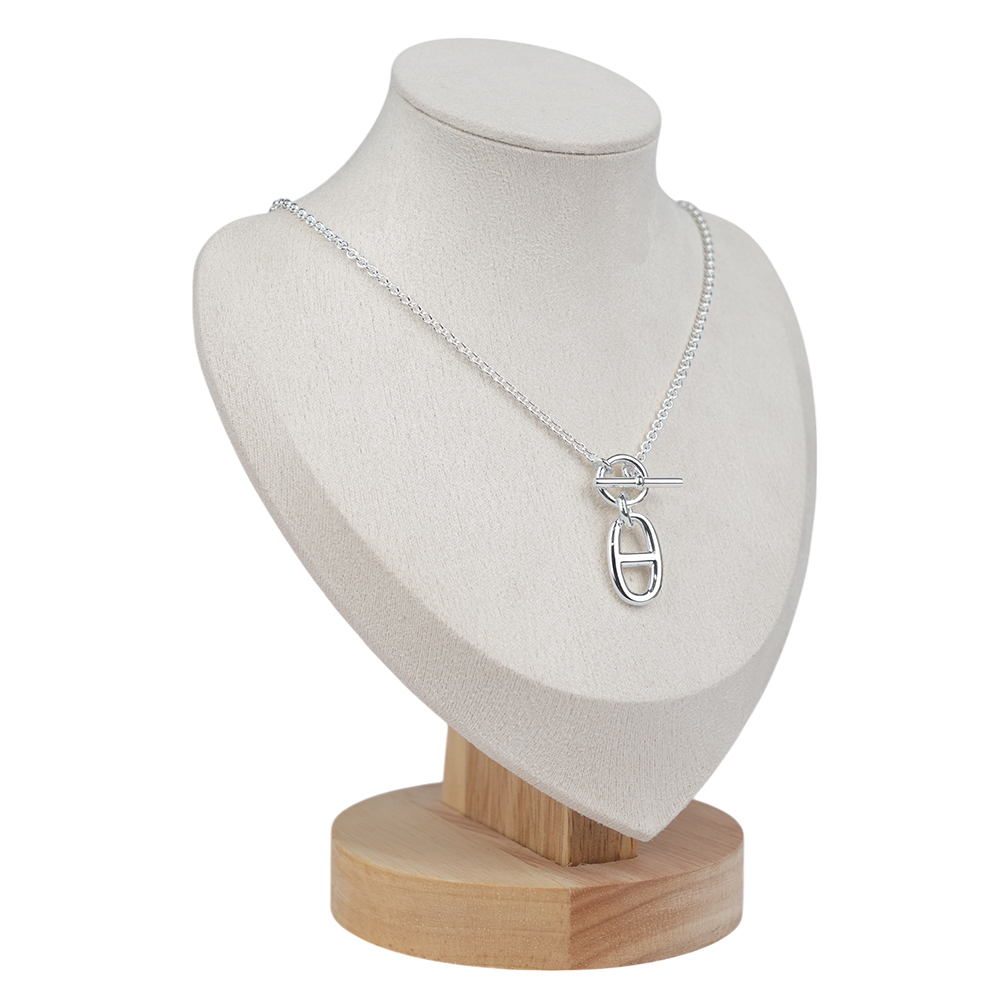 【HERMES】Chaine d'ancre T字釦豬鼻子項鍊(銀色)H104141B 00