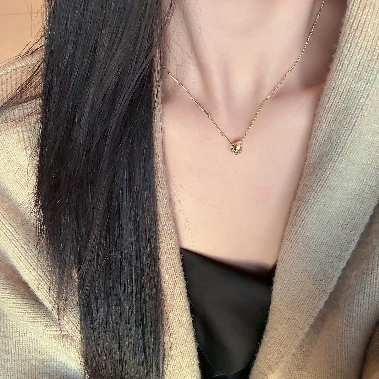 Gy’經典小金鑽環s925鎖骨鏈