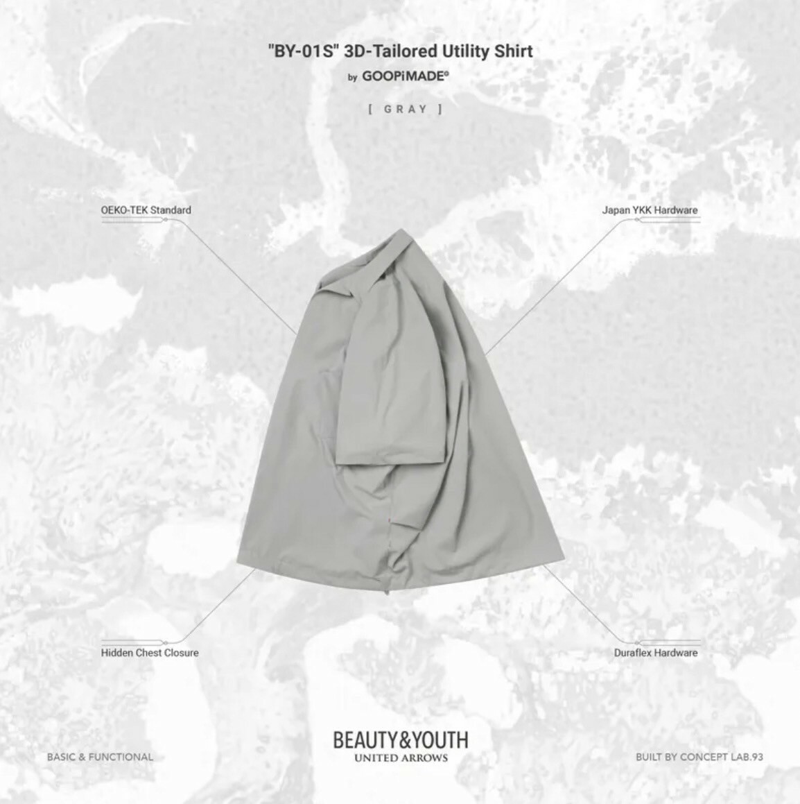 GOOPI x BEAUTY&YOUTH "BY-01S" 3D-Tailored Utility Shirt SIZE 2