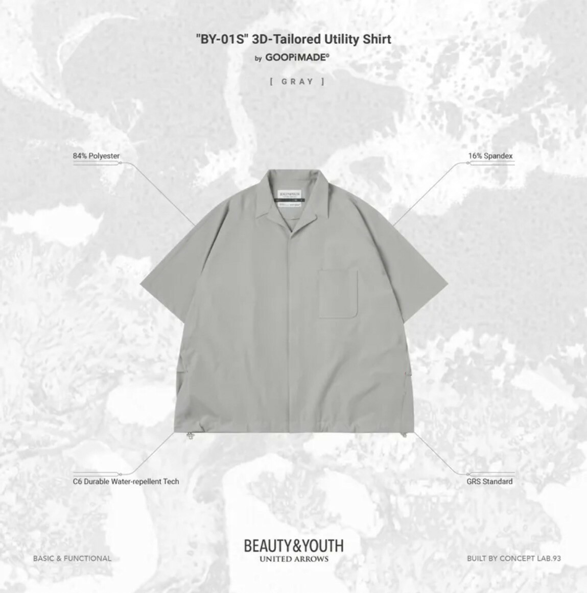 GOOPI x BEAUTY&YOUTH "BY-01S" 3D-Tailored Utility Shirt SIZE 2