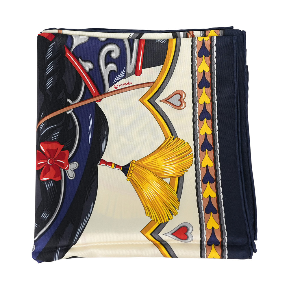 【Hermès】甜蜜的鞍具絲質方巾(90 x 90)