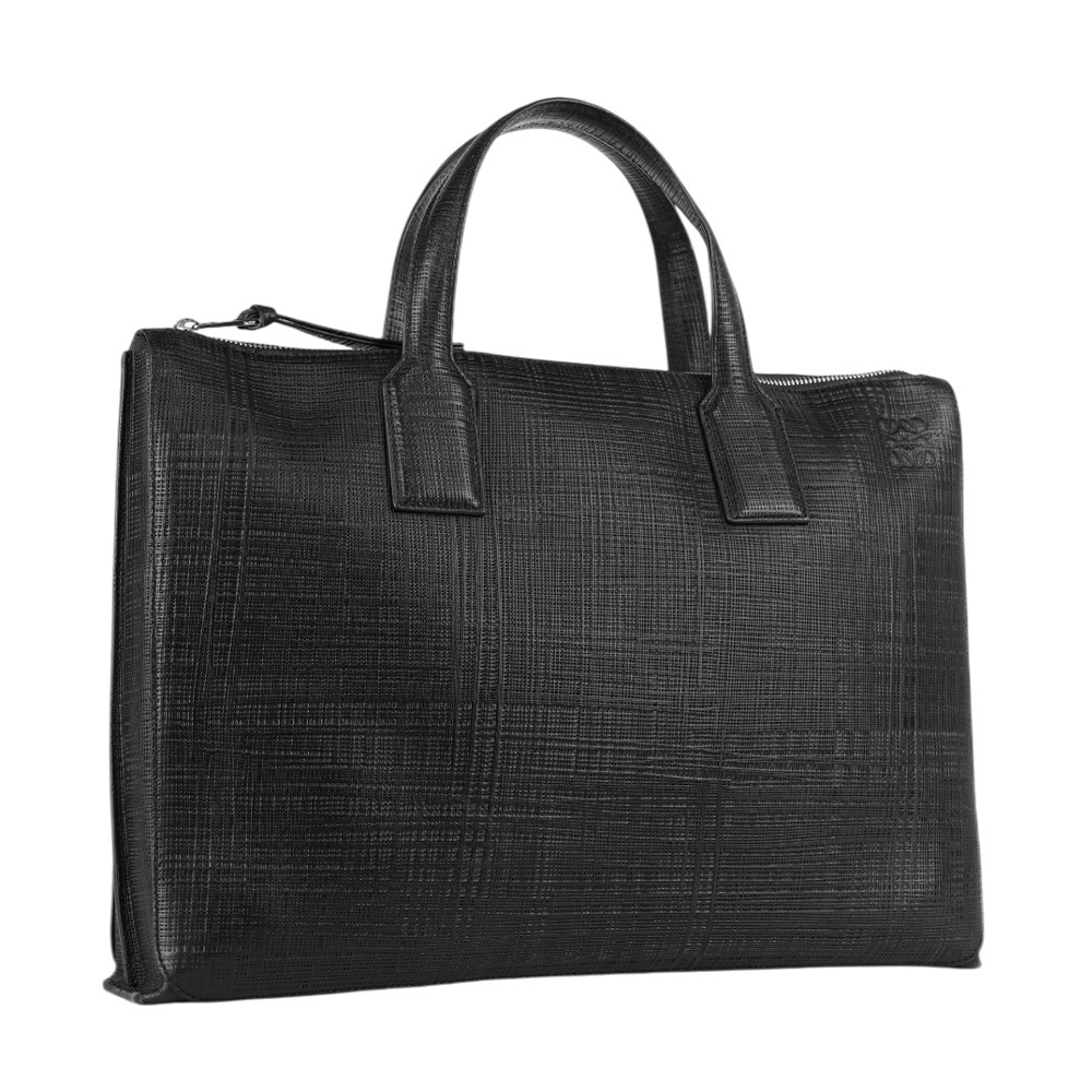 【LOEWE】Goya 木紋牛皮手提公事包(黑色) 03 17 10