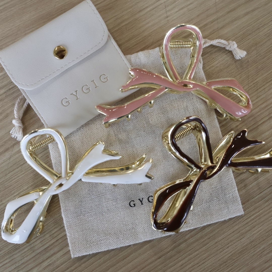 溫柔千金”蝴蝶結緞帶氛圍感滴釉髮夾