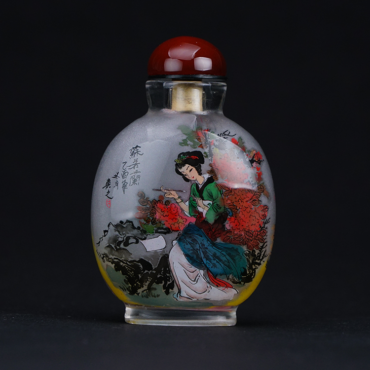 鹿港窯典藏級內畫工藝|蘇若蘭卓文君鼻煙壺 才情柔美交織展千古仕女風華