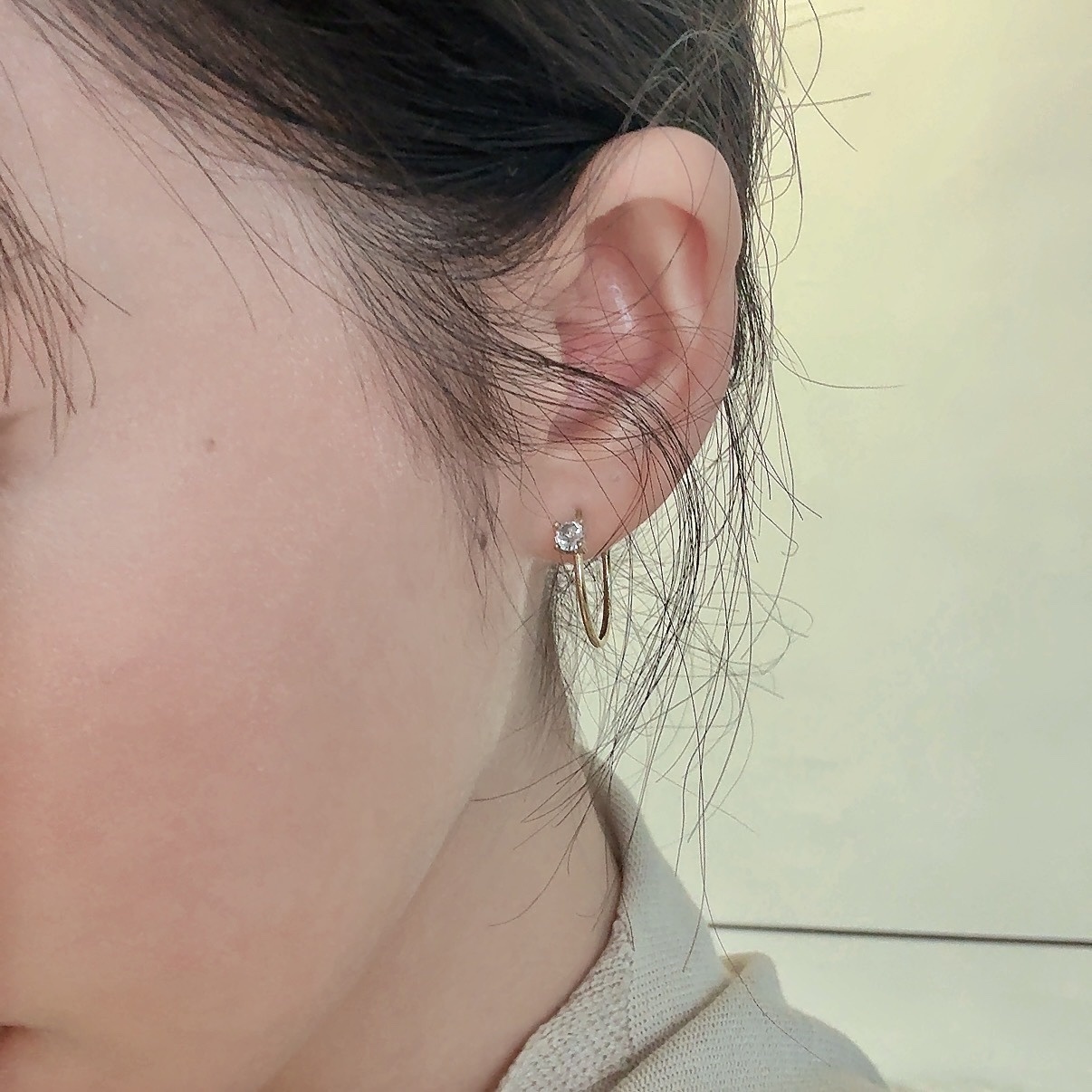 Gy’高級鑽環小c圈極細緻耳釘
