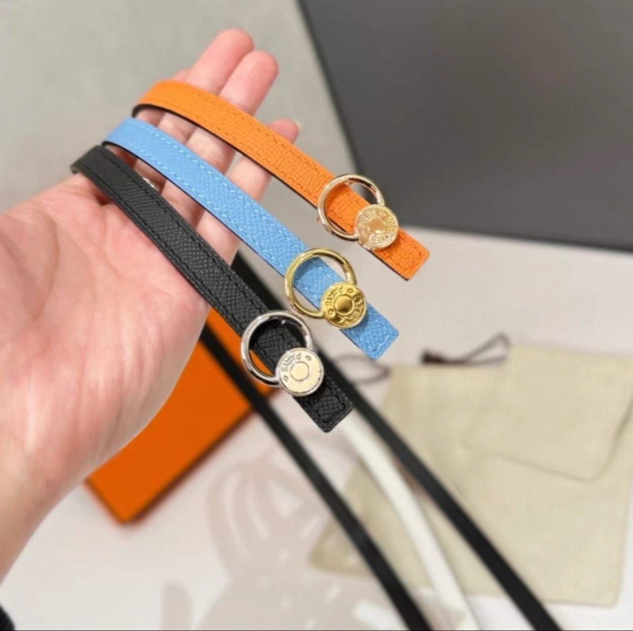 質感圓釦雙面真皮皮帶