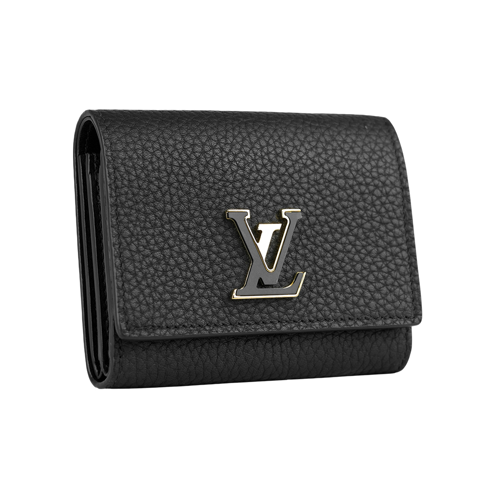 【Louis Vuitton】Capucines 牛皮二折拉鍊零錢袋短夾(黑色)
