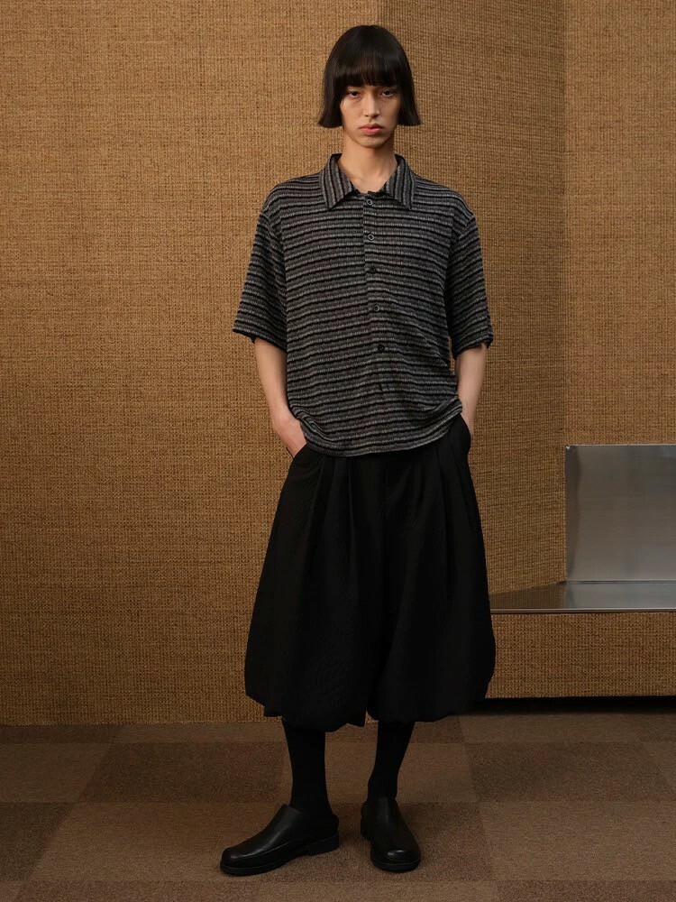 JCA 條紋針織 橫向 短袖 #襯衫