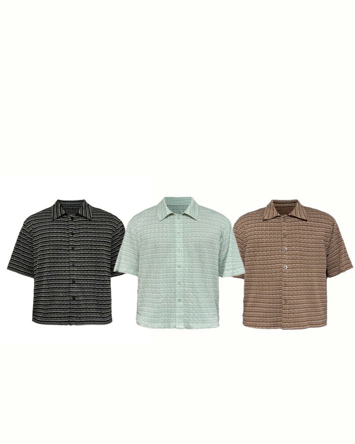 JCA 條紋針織 橫向 短袖 #襯衫