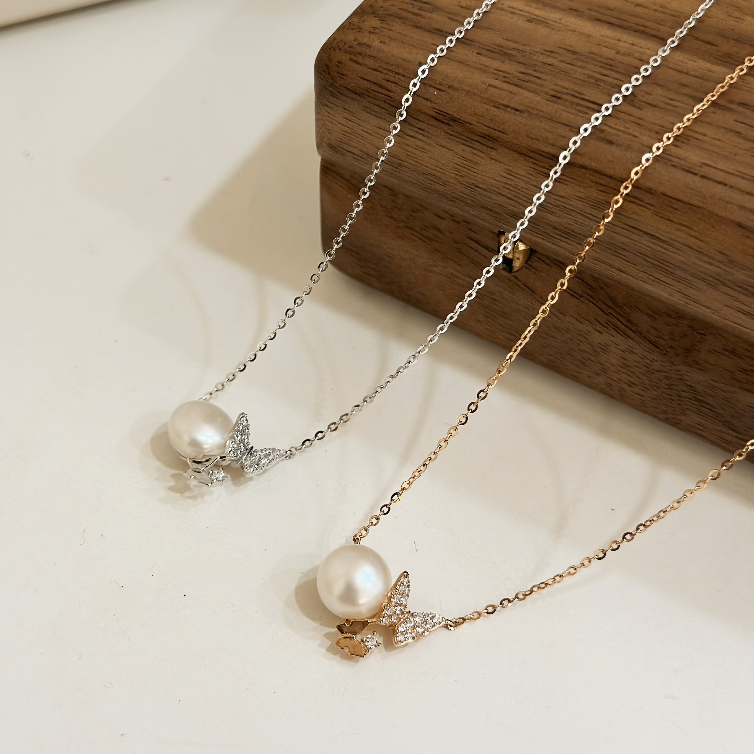 Y02【輕奢】蝴蝶珍珠純銀鎖骨鍊