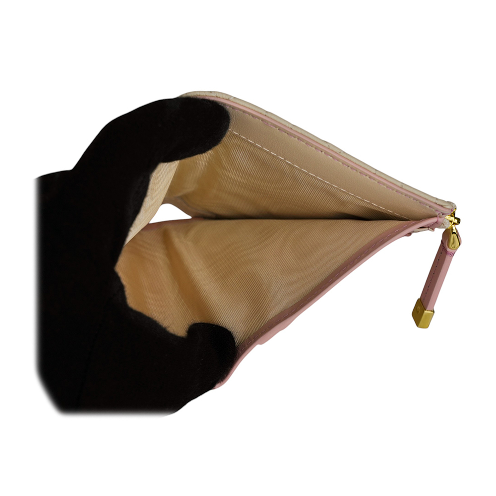 【CHRISTIAN DIOR】Caro Dahlia 小牛皮籐格紋內拼色釦式二折短夾(粉色)S5226UBWX_M03I