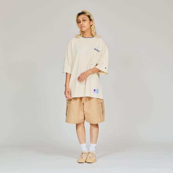 男款-AS厚磅 刺繡口袋短袖T恤-米色（C3-B318-033）