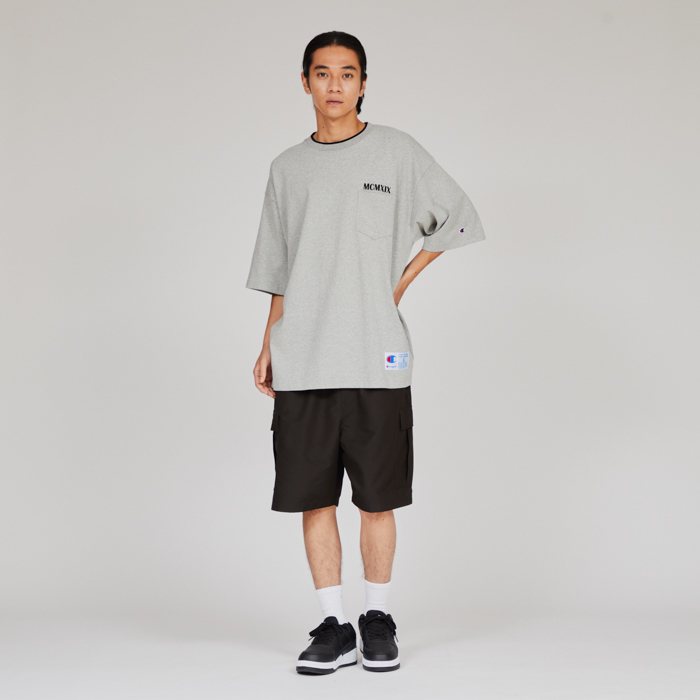 男款-AS厚磅 刺繡 口袋 短袖T恤-灰色（C3-B318-070）