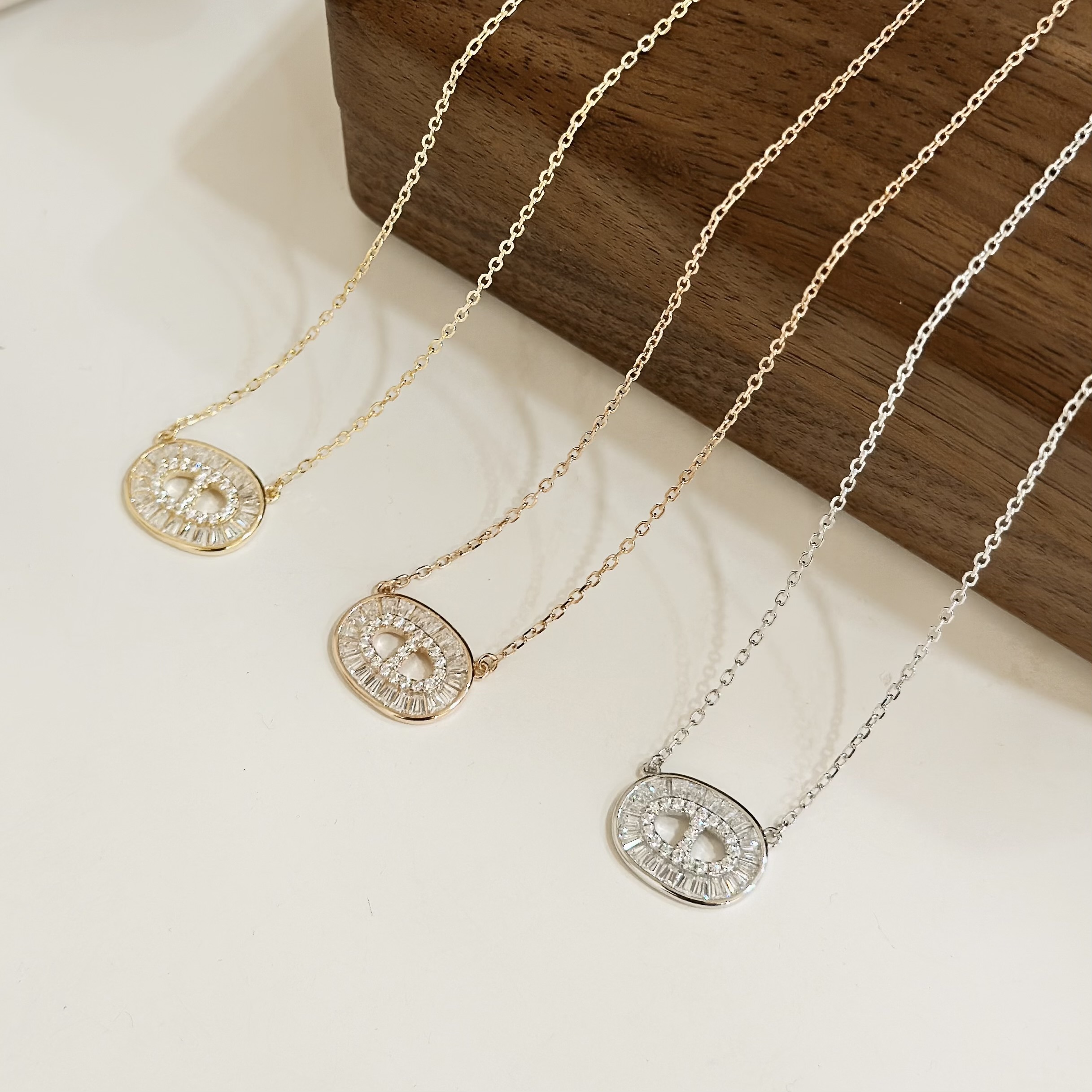 Y03【輕奢】滿鑽鋯石豬鼻純銀鎖骨鏈