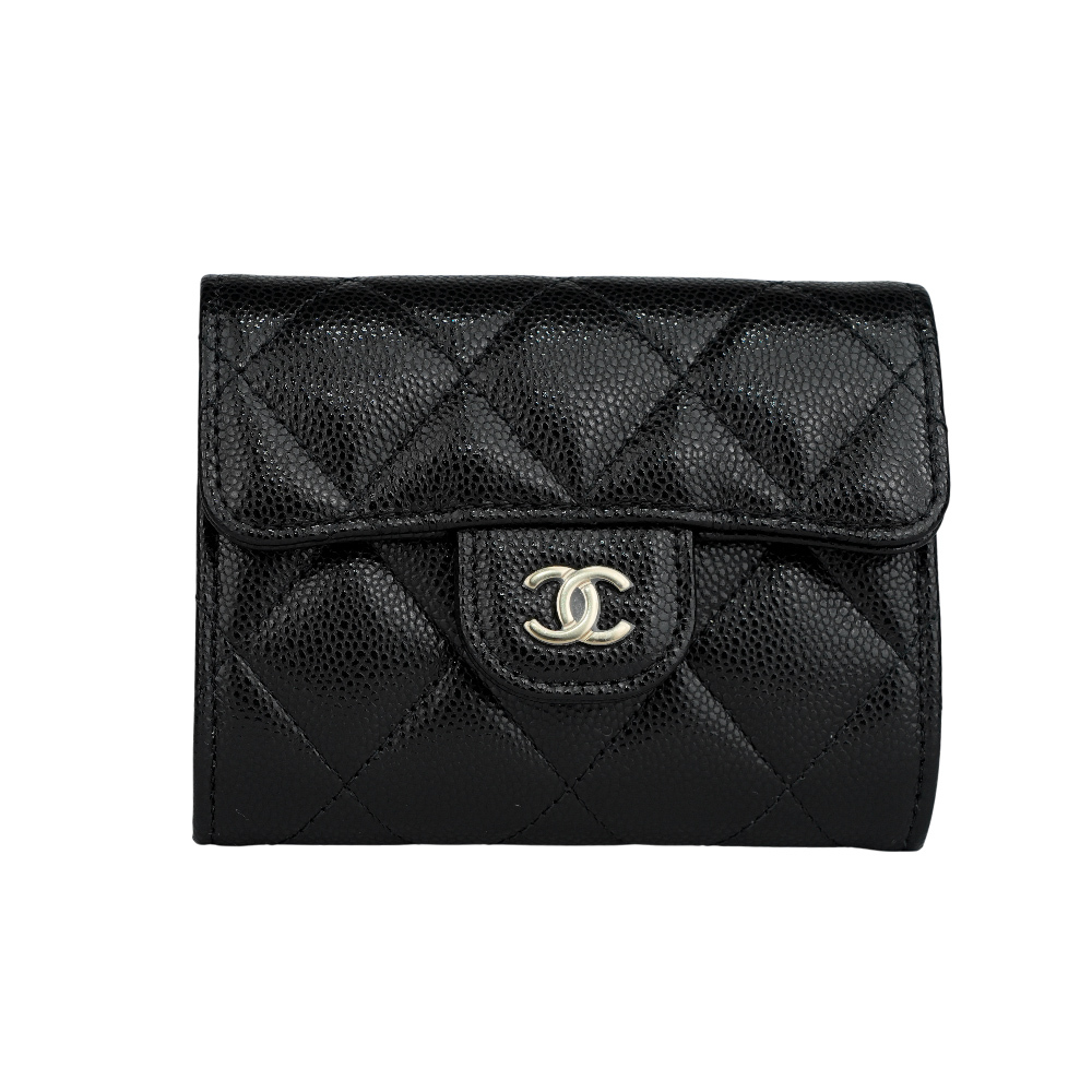【CHANEL】金色CC Logo 牛皮雙層翻蓋卡片夾/零錢包