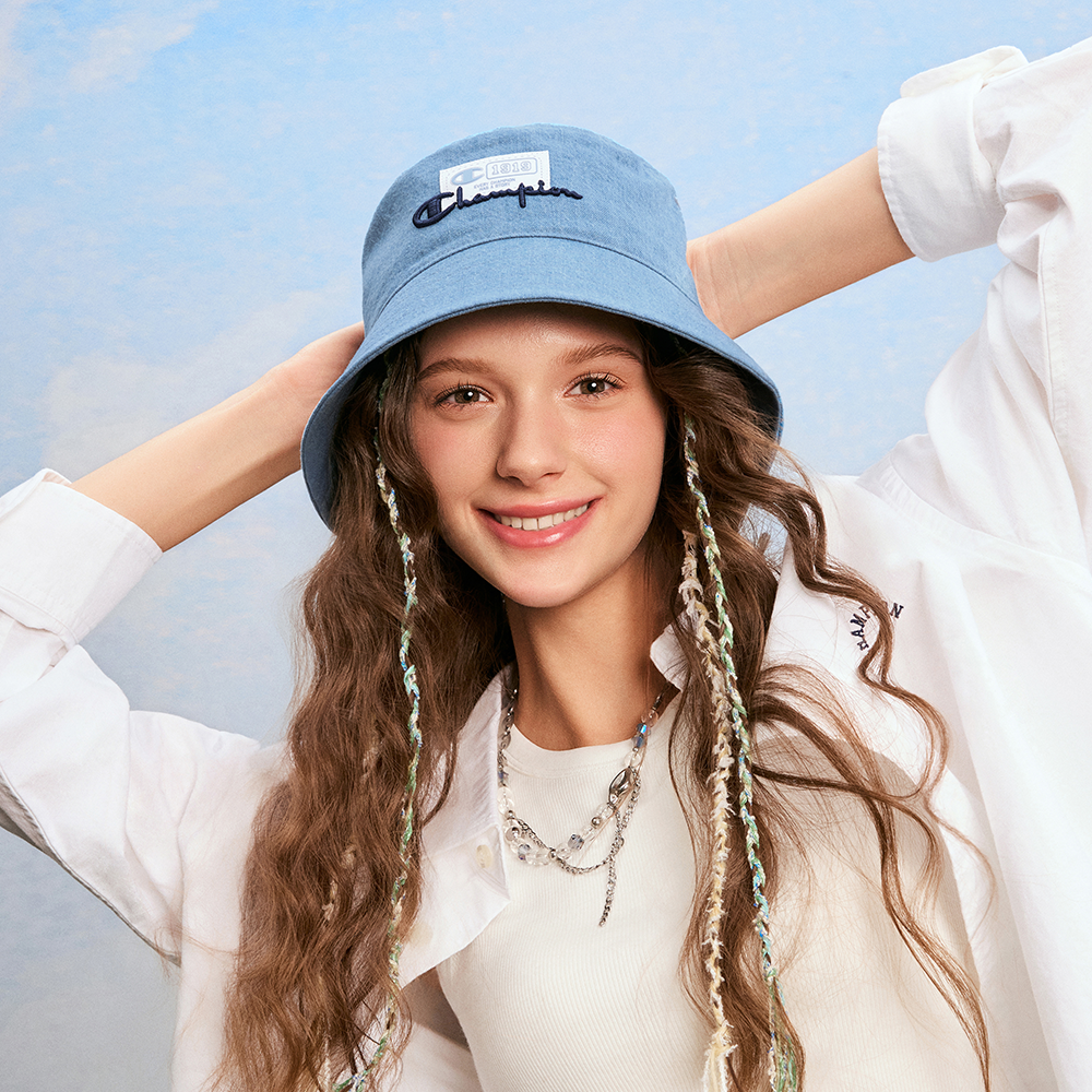 男女款-C-LIFE刺繡LOGO 織標 漁夫帽-藍色（U5AACCU25M5）