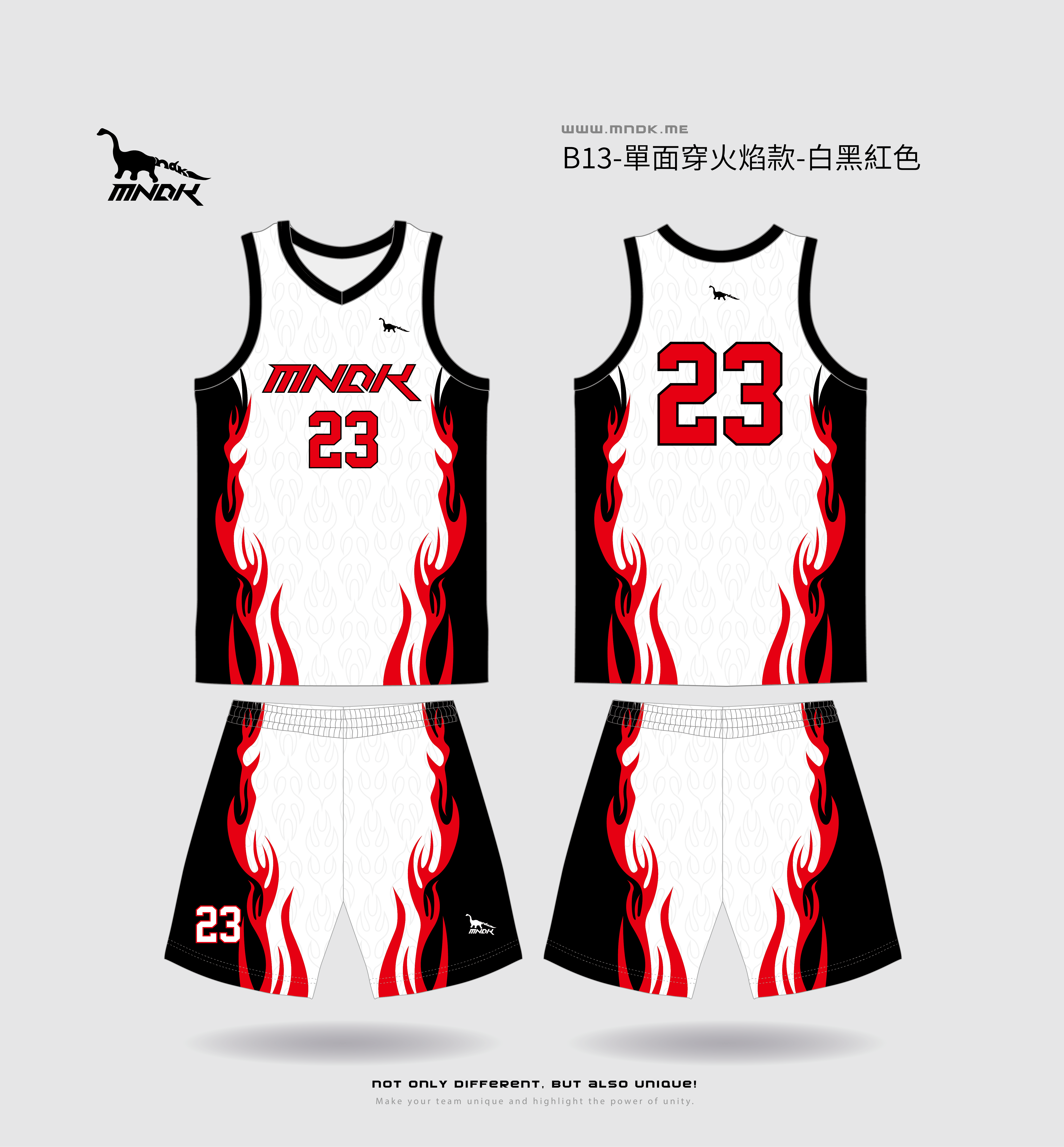MNDK莫納帝克｜客製化團體服｜專業運動服｜公司制服｜台中-籃球B13火焰款