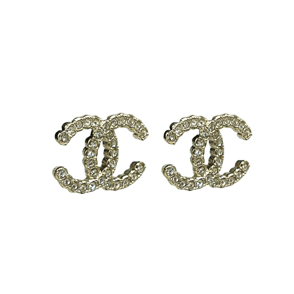 【CHANEL 】CC Logo 水鑽中款針式耳環(金色)ABF269 B19870 NAFIY