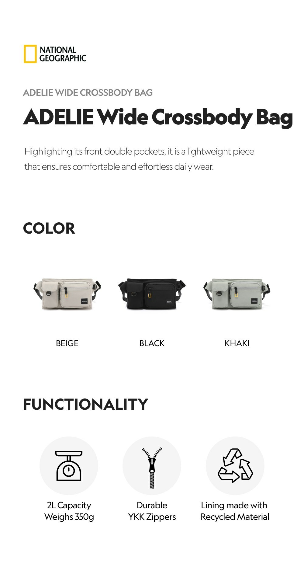 [NG] アデリー WIDE CROSS BAG ★大人気★ ADELIE Wide Crossbody Bag - BLACK