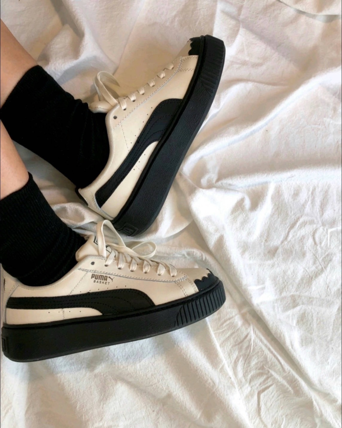 【現貨】Puma Platform 板鞋 花邊 黑底 oreo奶白