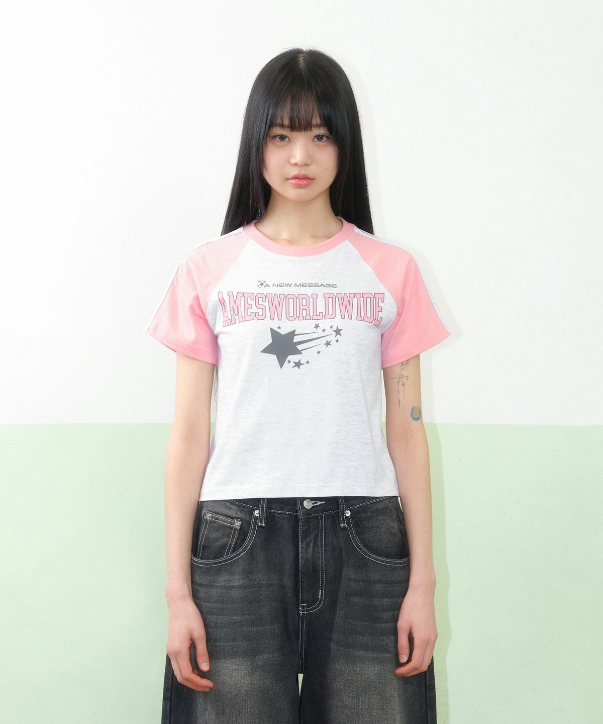 AMES WORLDWIDE STAR LOGO RAGLAN TEE