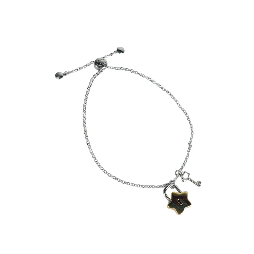 【COACH】星星鎖頭及鑰匙造型可調手鍊(金色/銀色)