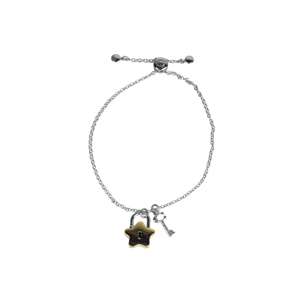 【COACH】星星鎖頭及鑰匙造型可調手鍊(金色/銀色)