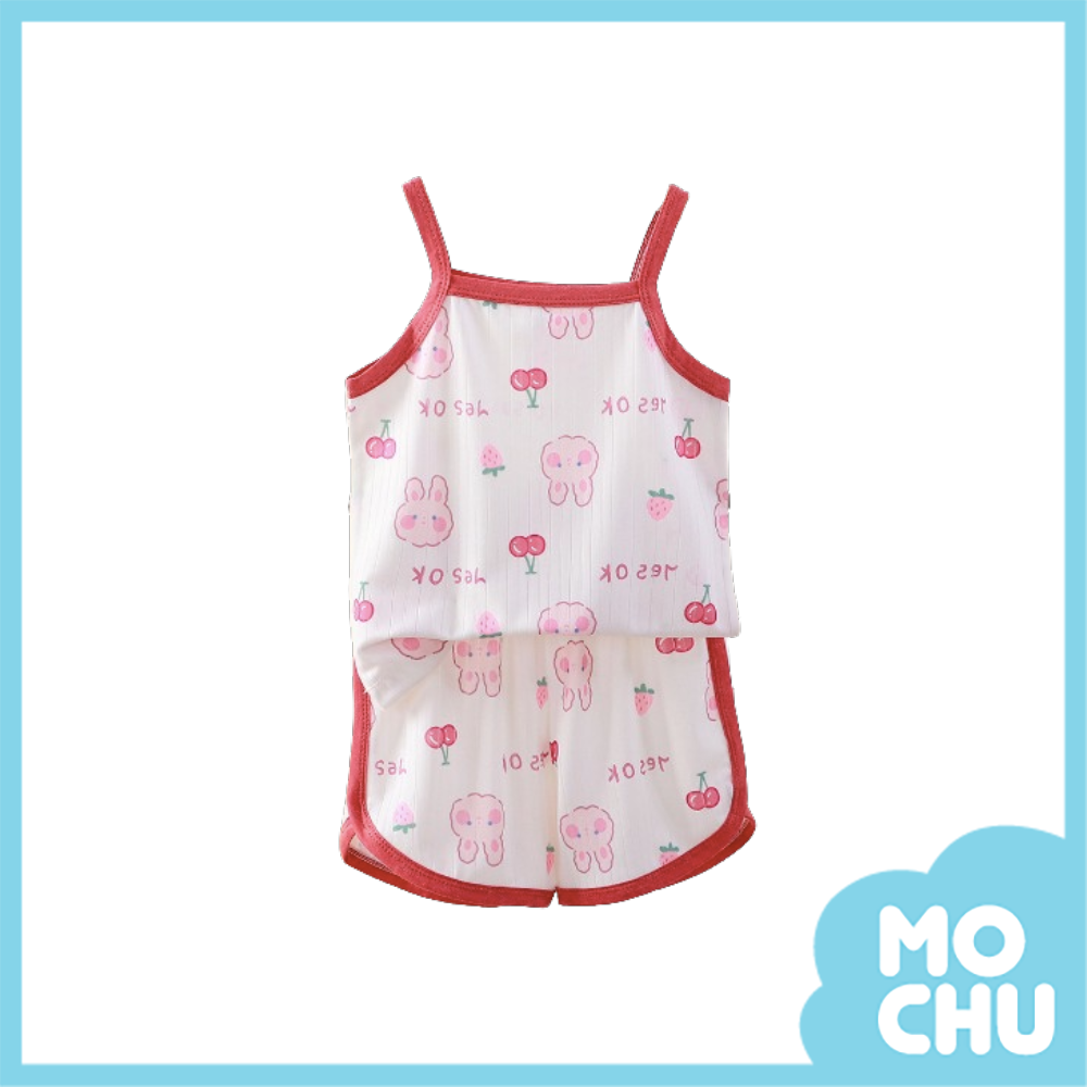 透氣細肩帶家居套裝-櫻桃兔子