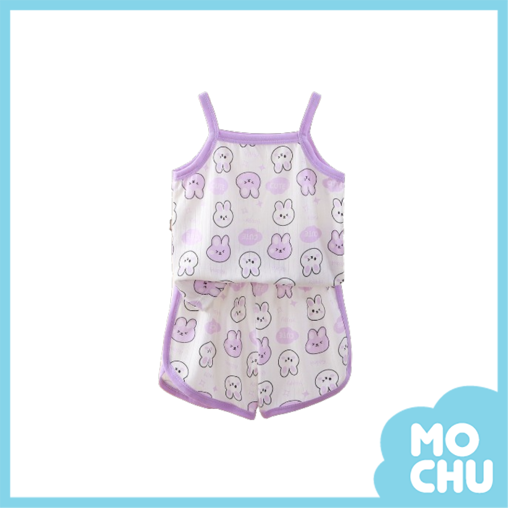 透氣細肩帶家居套裝-紫兔子