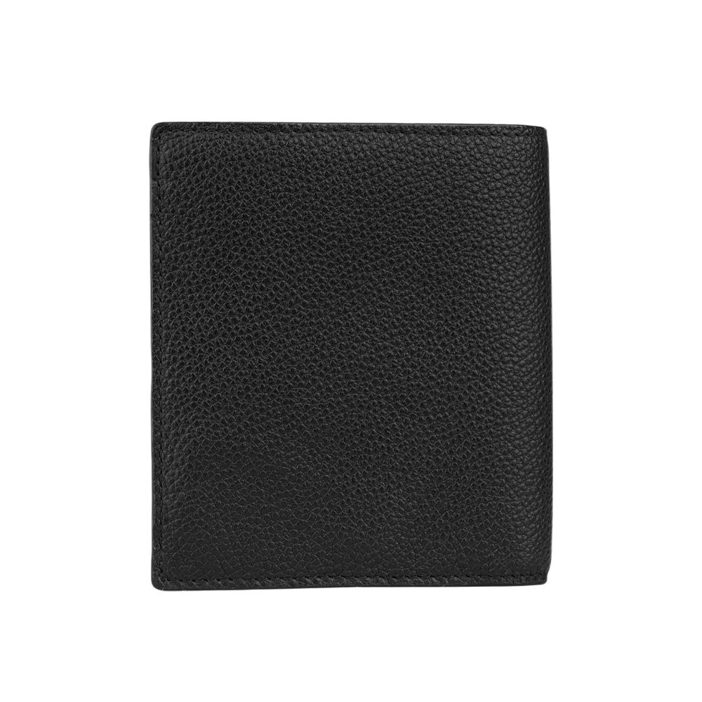 【PRADA】銀字Logo 粒紋皮革短版對開8卡短夾(黑色) 2MO004 2CGS F0002