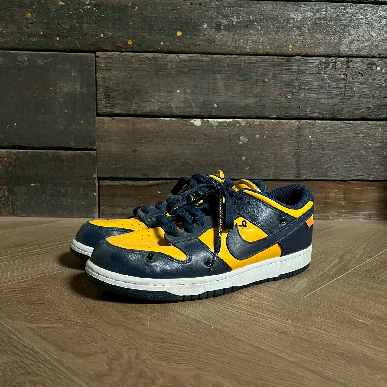 NIKE DUNK LOW OFF-WHITE UNIVERSITY GOLD MIDNIGHT NAVY SIZE 28CM